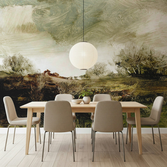 Fresque murale paysage coups de pinceau -2846863