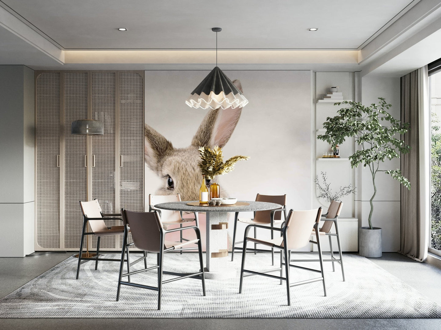 Bunny and bubble-themed Bubble Gum Bunny wall mural for children.

