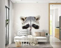 Cute raccoon blowing bubble gum captured in a vibrant mural.


