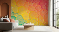 Multi-colored sphere Bubble Kaleidoscope for a living room Wall Mural in a macro abstract style.