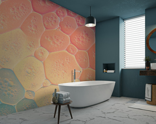 Bubbles spectrum wall mural with pastel tones.

