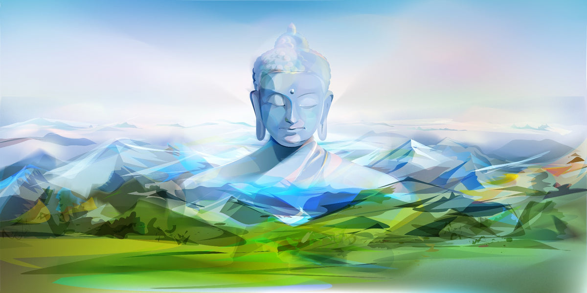 Calming Buddha Mountain Wallpaper Mural in your room