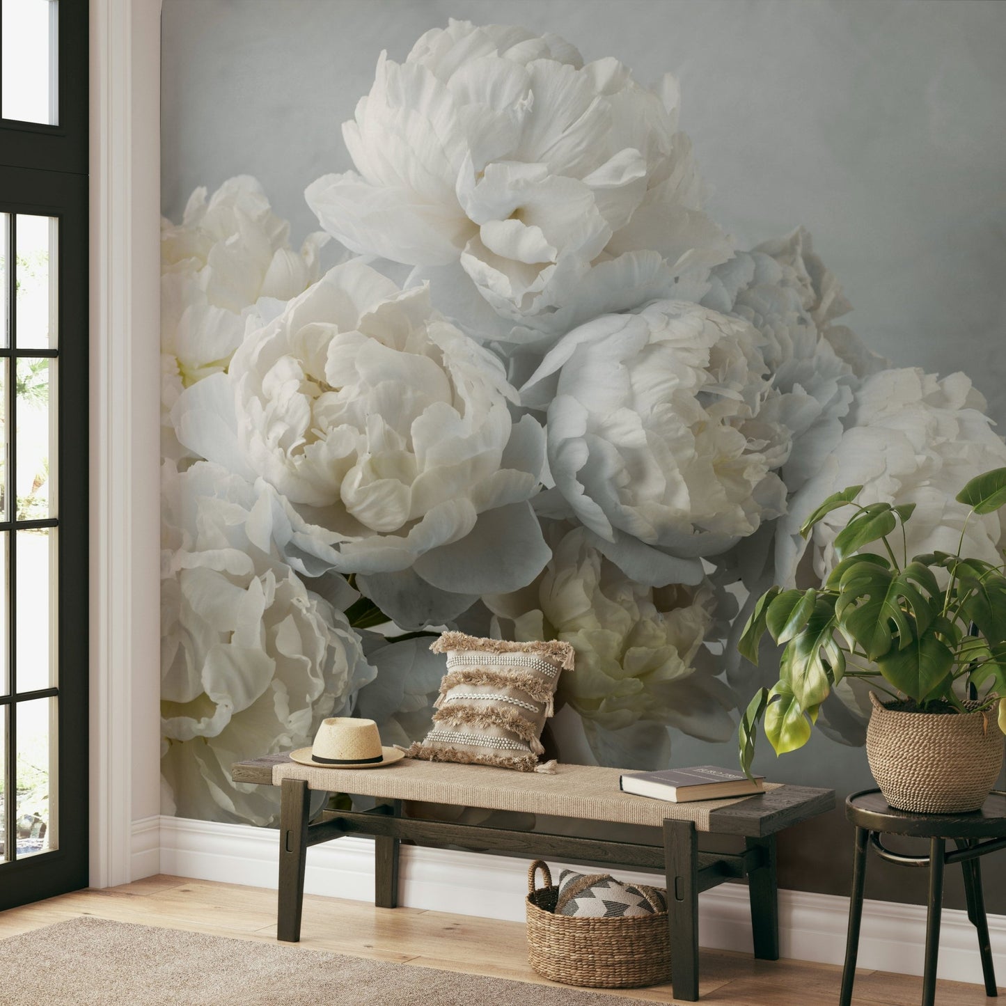 Serene floral wall mural for living rooms
