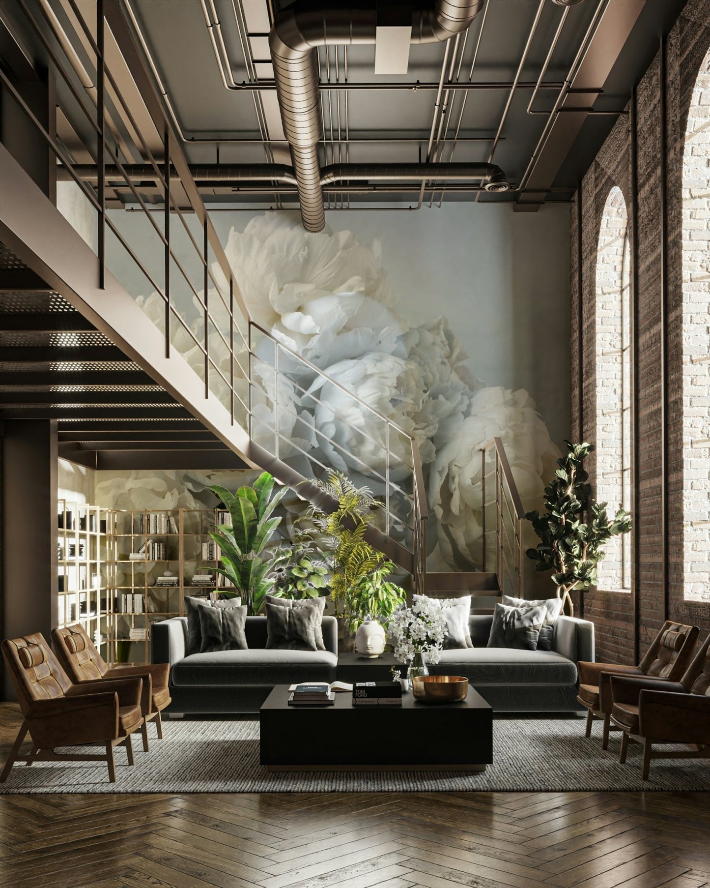 Bunch of peonies wall mural wallpaper
