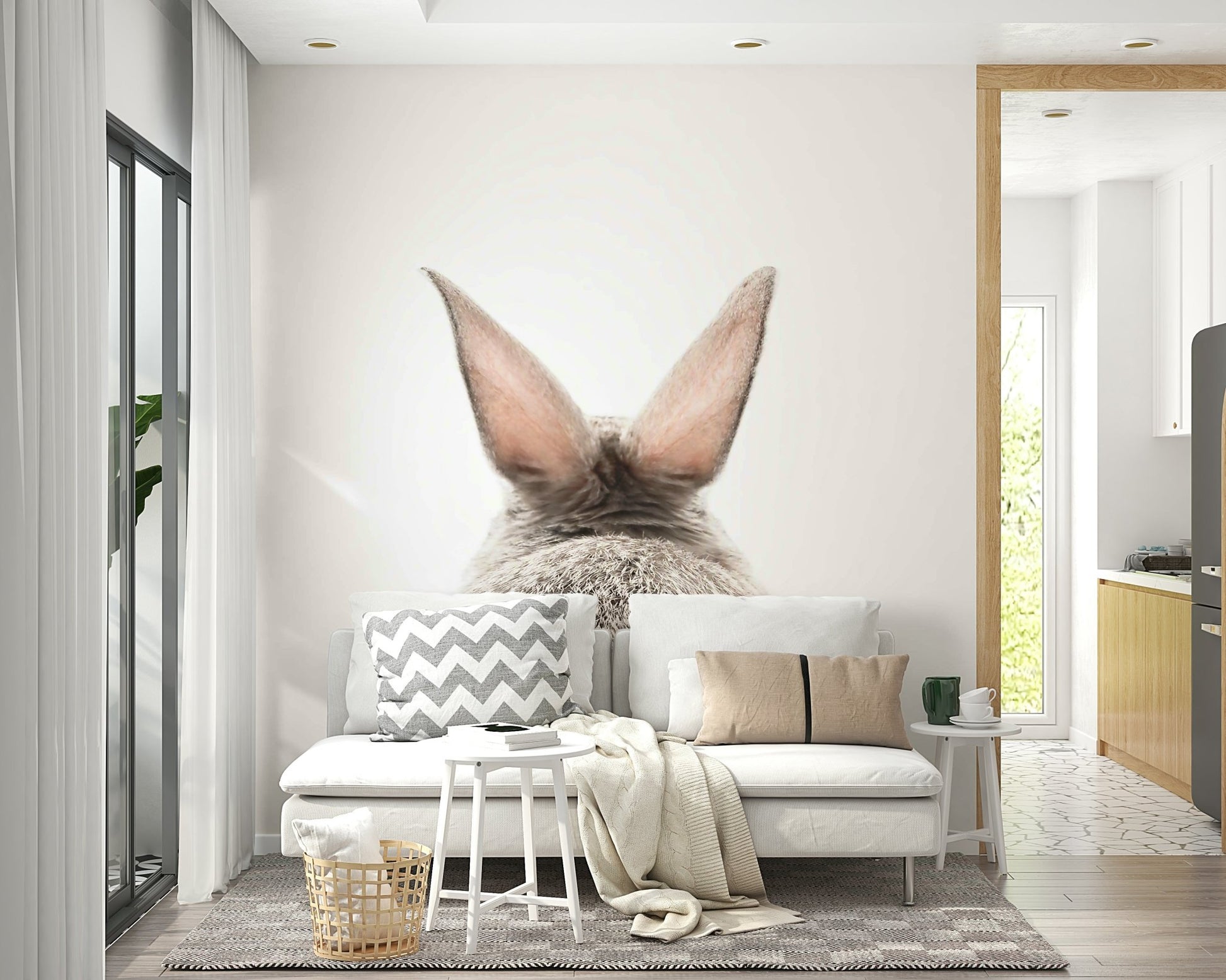 Light and serene bunny tail mural adding charm to your space.

