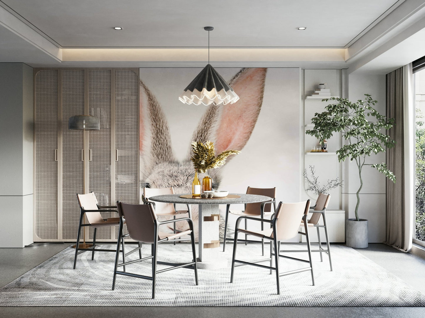 Cute bunny design wall mural bringing joy to any room.

