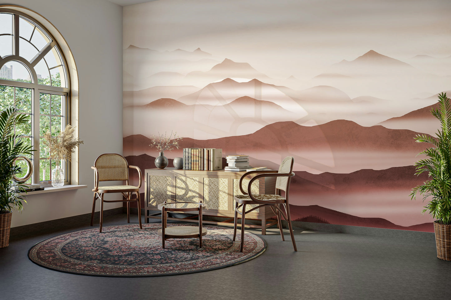 Burgundy Mountain Haze tapet