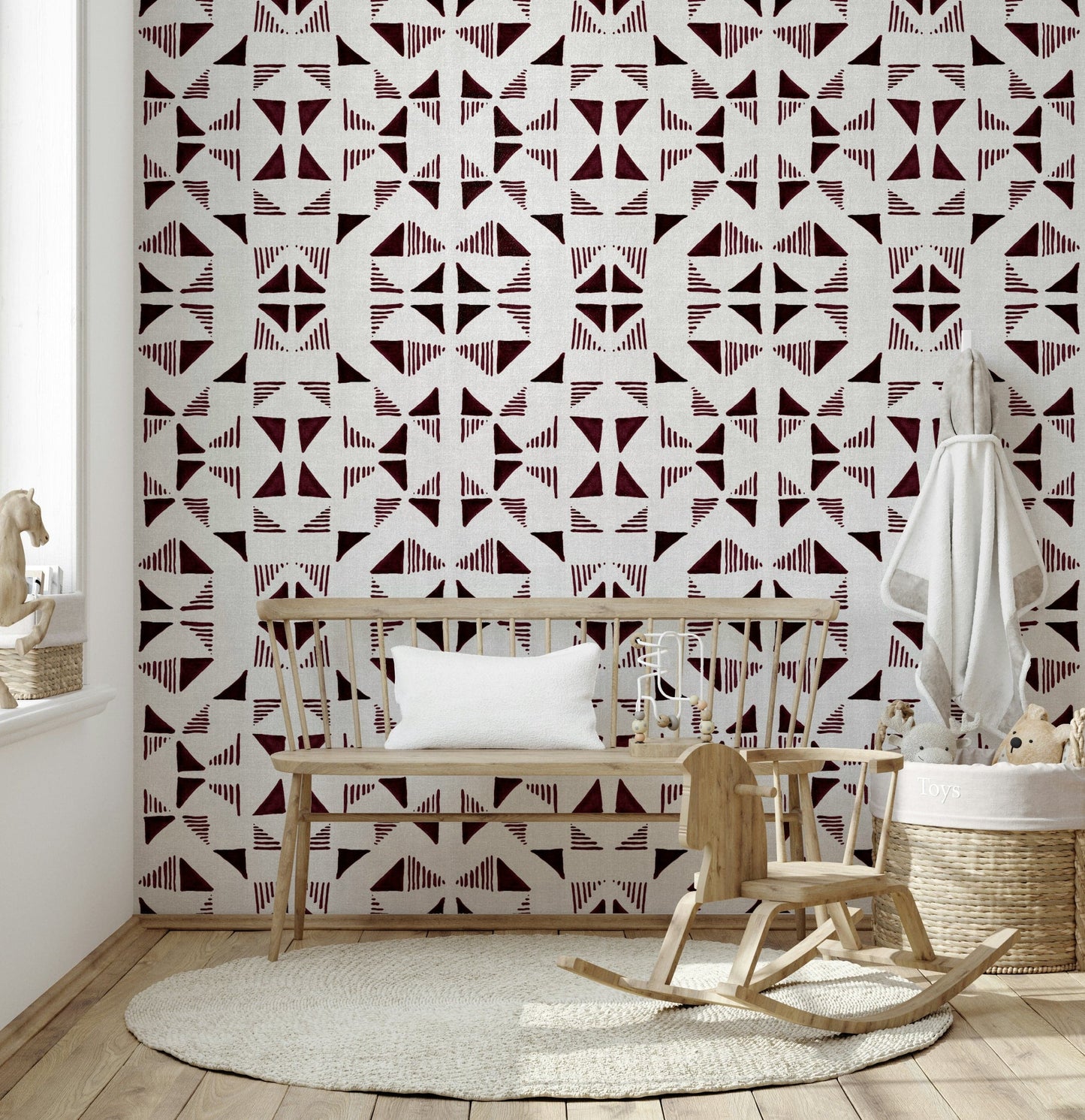 Triangles Composition Burgundy Wallpaper⁠