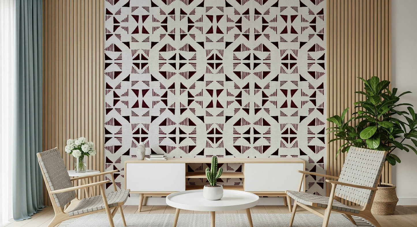 Triangles Composition Burgundy Wallpaper⁠