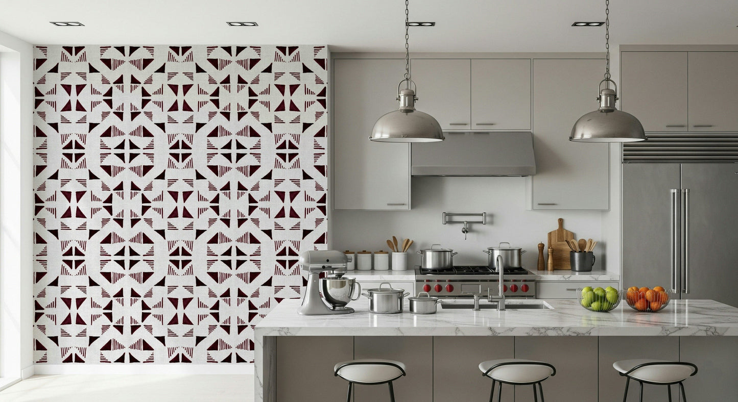 Triangles Composition Burgundy Wallpaper⁠