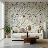 Artistic wildflower Butterfly And Blooms accent wallpaper