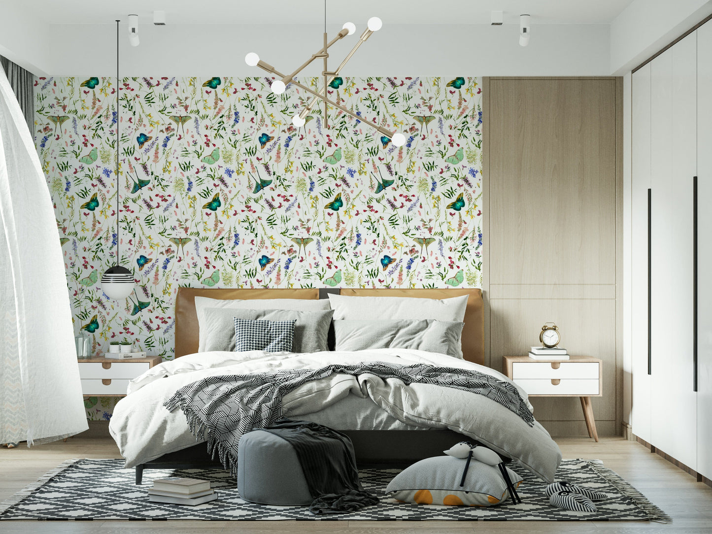 Watercolor Butterfly And Blooms elegant wall design