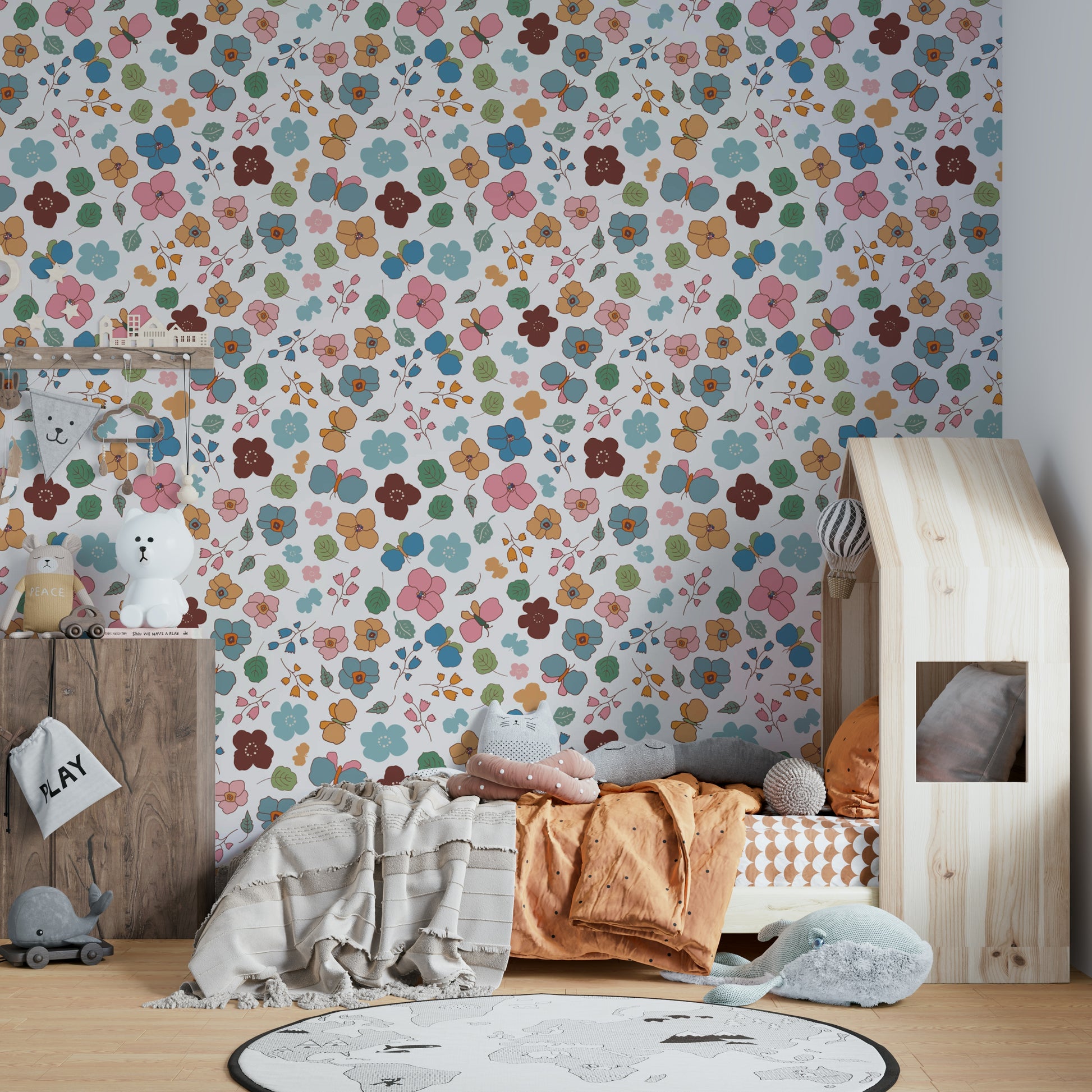 A cheerful and graceful wallpaper pattern.
