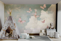 Full view of the wallpaper on a wall.

