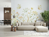 Calming nature scene for a guest room feature wall using matte finishes.