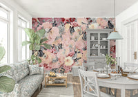A contemplative flower pattern wallpaper mural for a feature wall.

