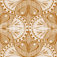 Orange Art Nouveau Butterfly Floral repeating pattern rich colors.