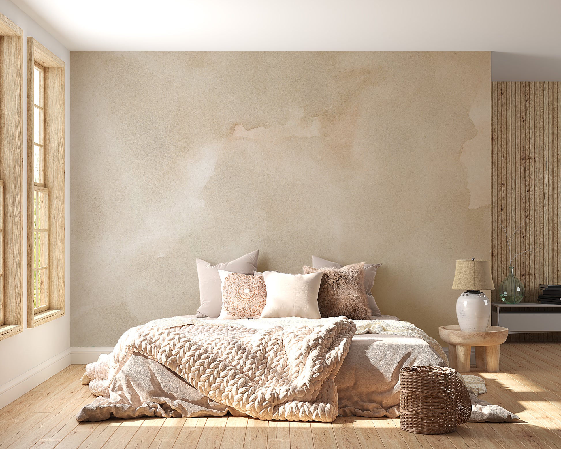 Abstract Beige Watercolor Wallpaper Mural - Giffywalls