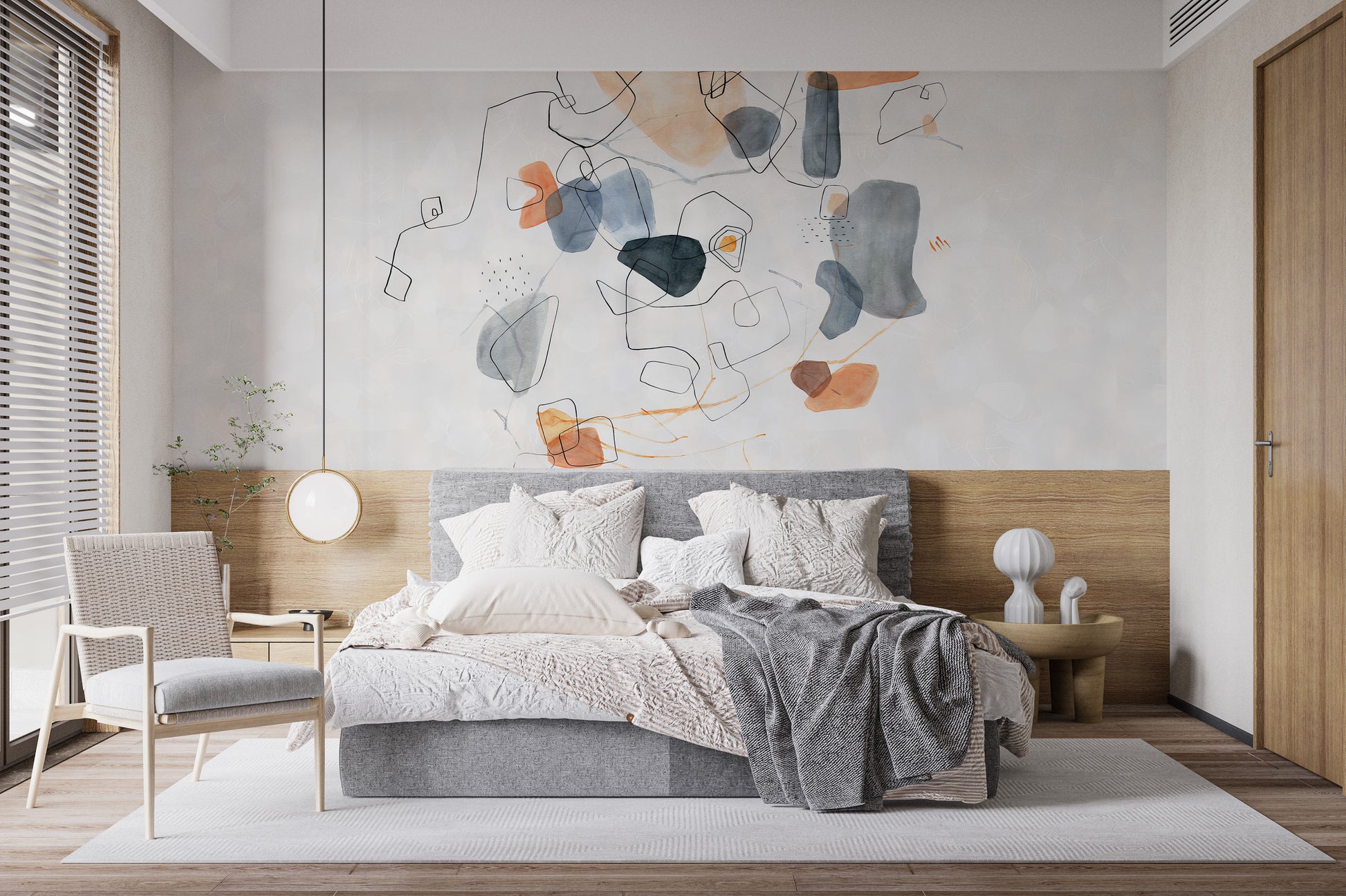 Elegant artful echoes mural for rooms