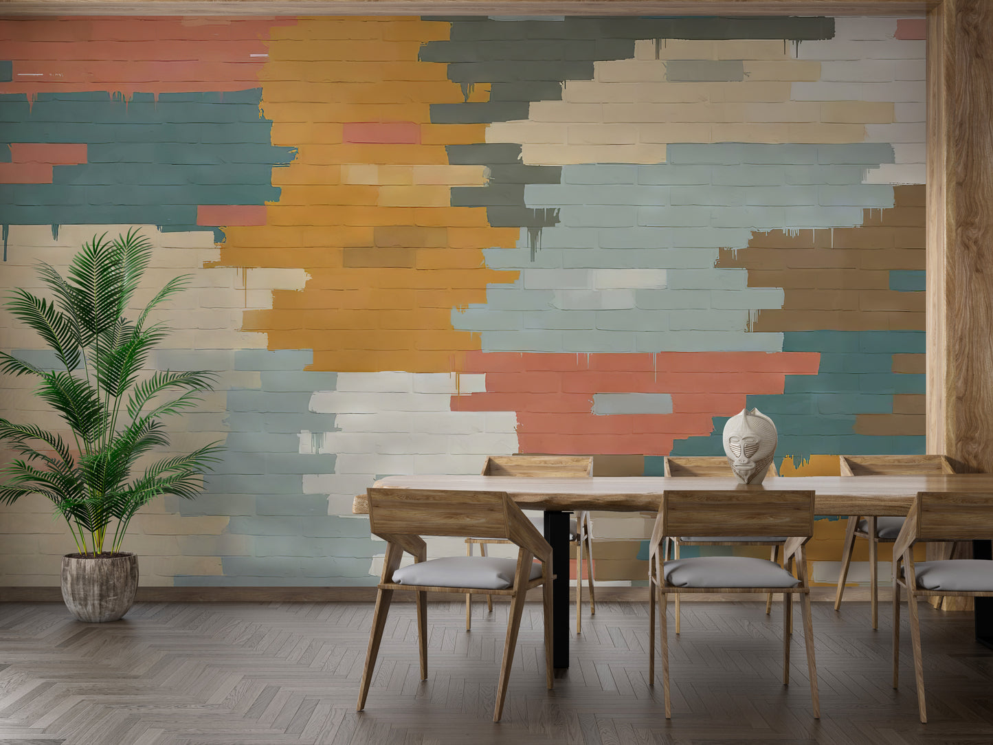 Painted Brick Illusion Wall Mural - Giffywalls