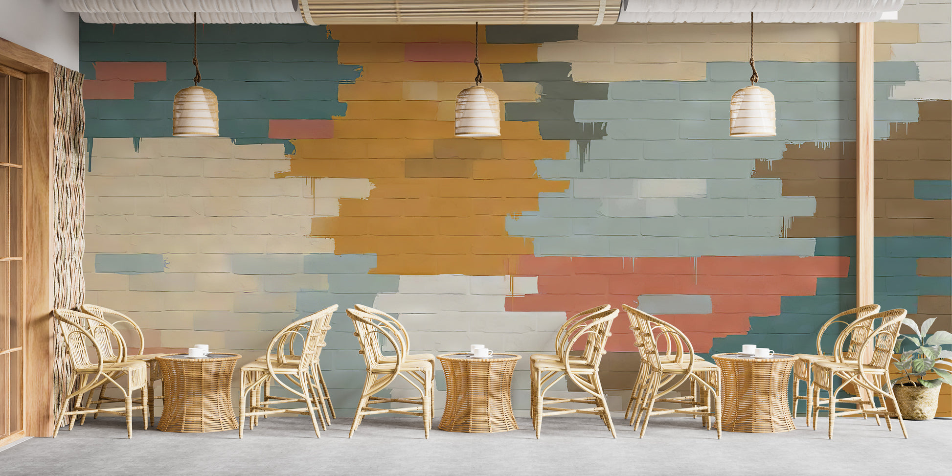 Painted Brick Illusion Mural adds industrial charm to dining rooms
