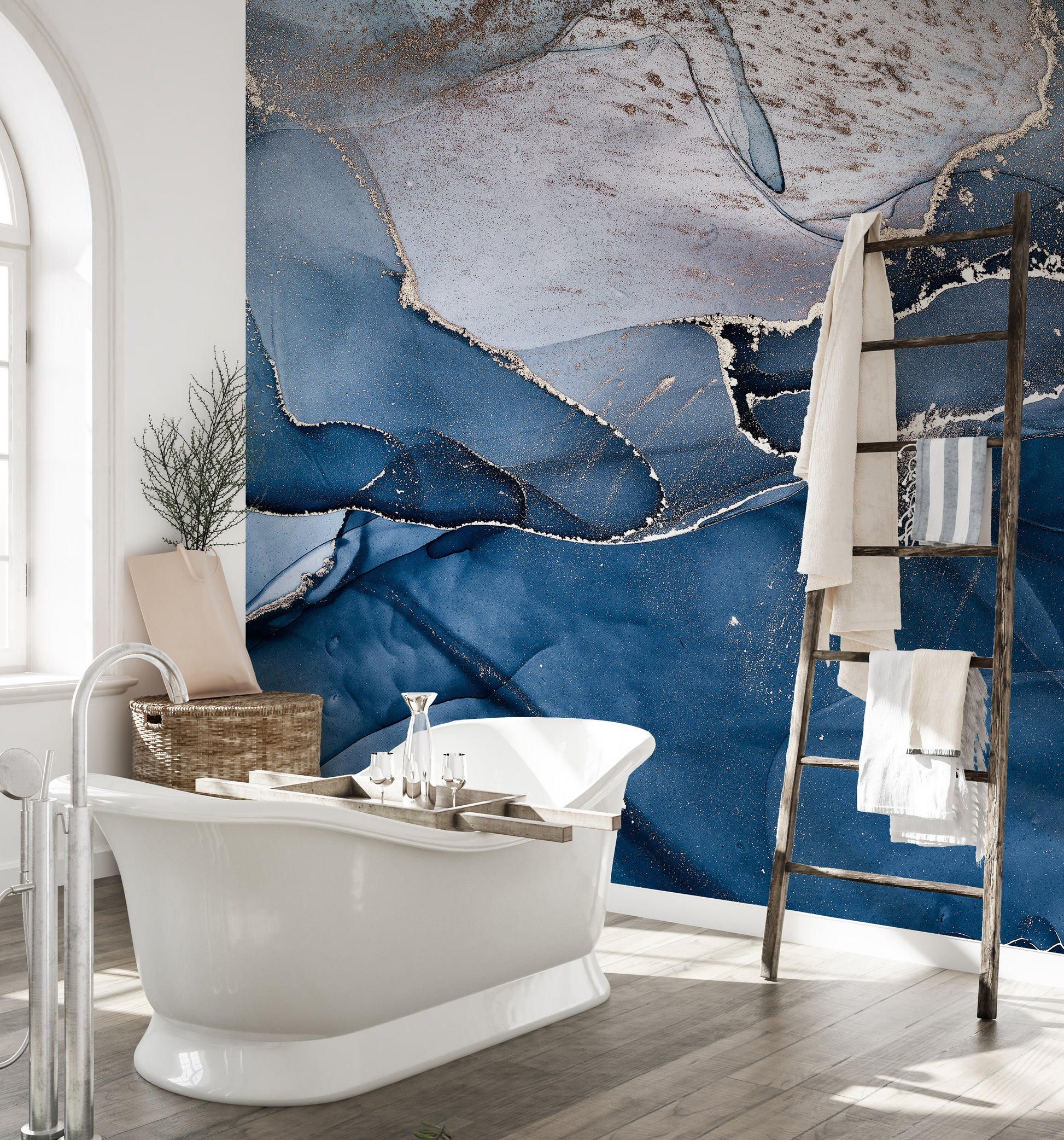 blue alcohol ink colors removable peel and stick wallpaper