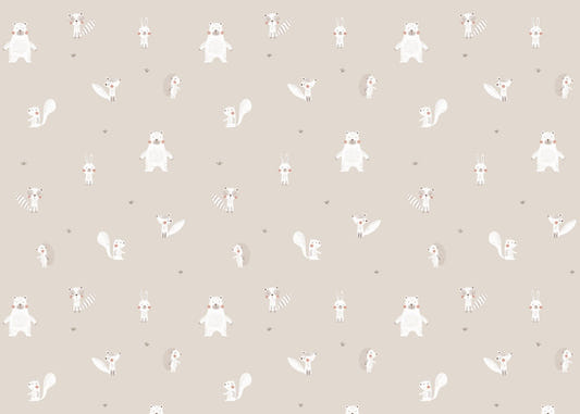 Fond de papier peint beige des animaux forestiers pour les murs
