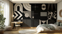Monochrome geometric design wallpaper for stylish interiors