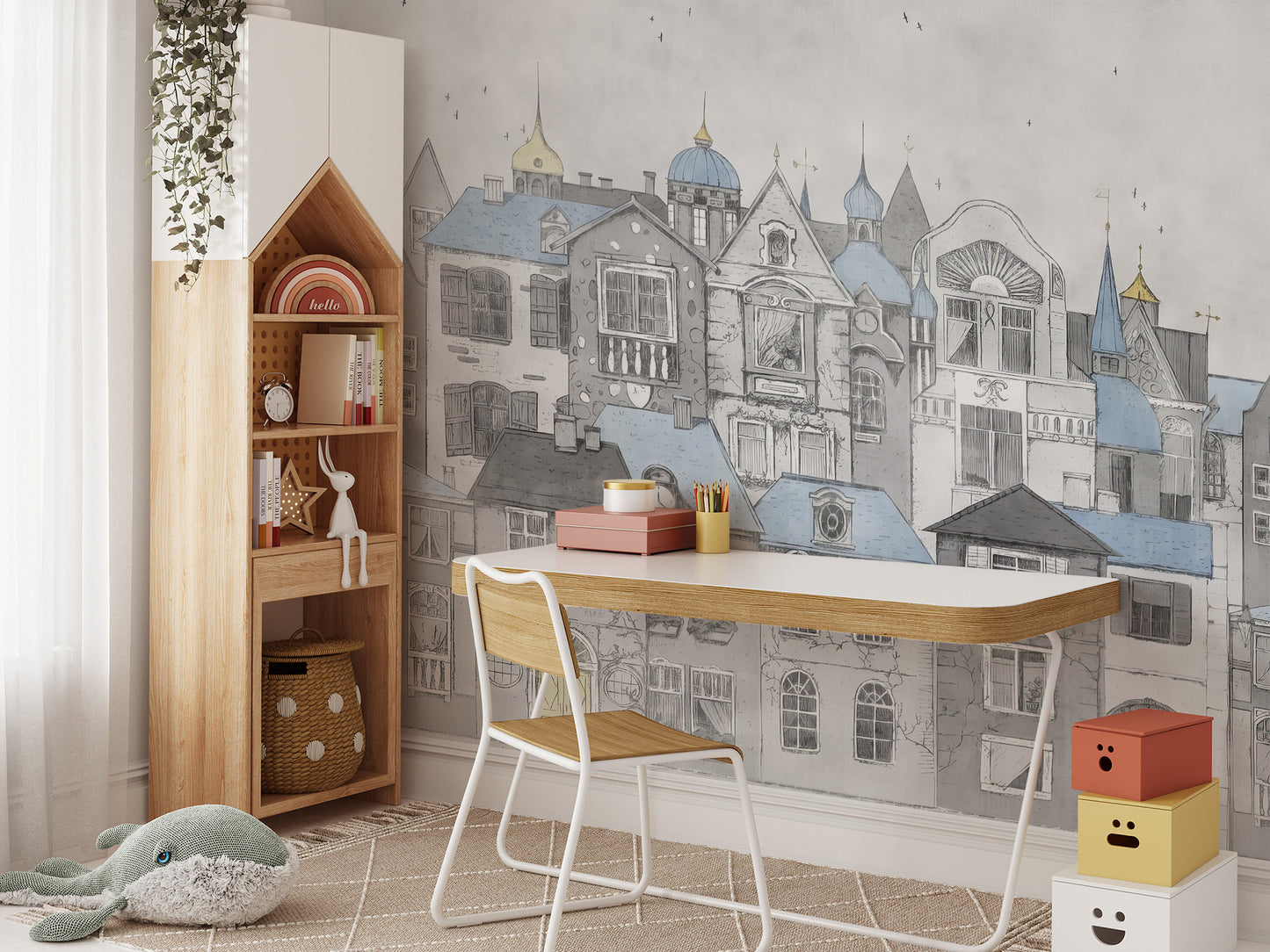 Whimsical wallpaper for calming nursery decor