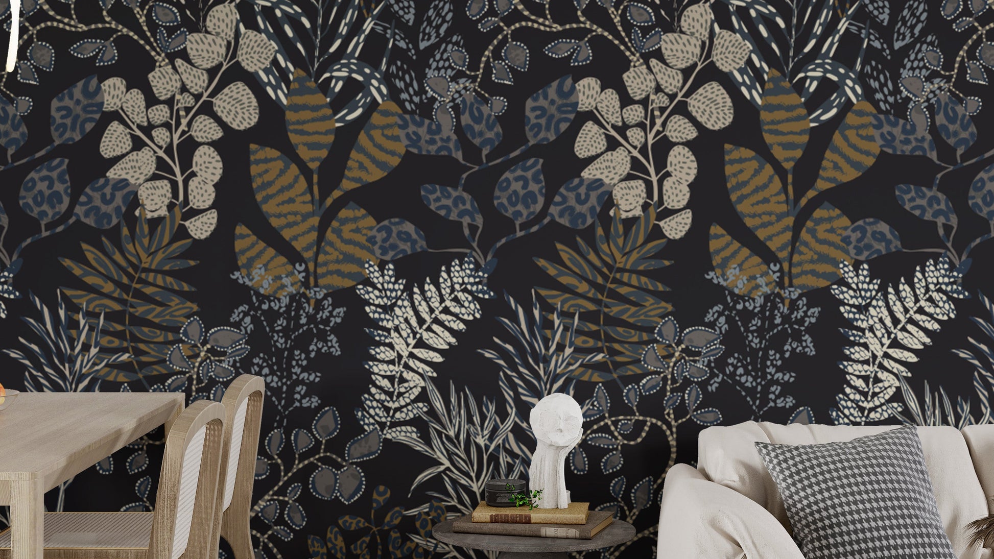 Midnight Botanical Gold Leaf Wallpaper Mural

