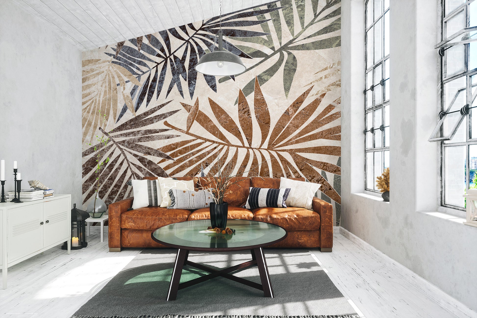 Rustic Palm Wall Mural - Giffywalls