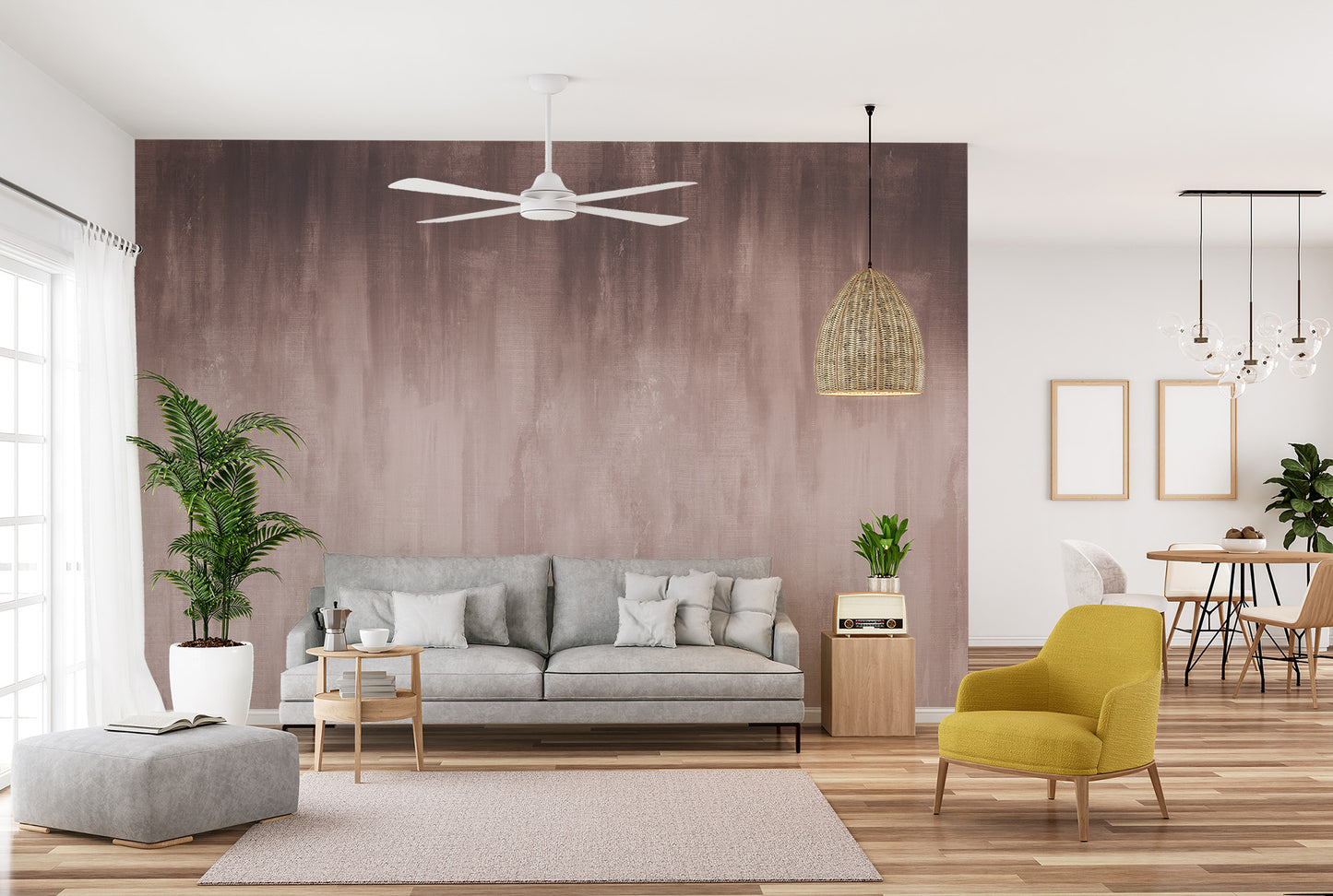 Brown Ombre Mural adds depth and charm to your living room decor.