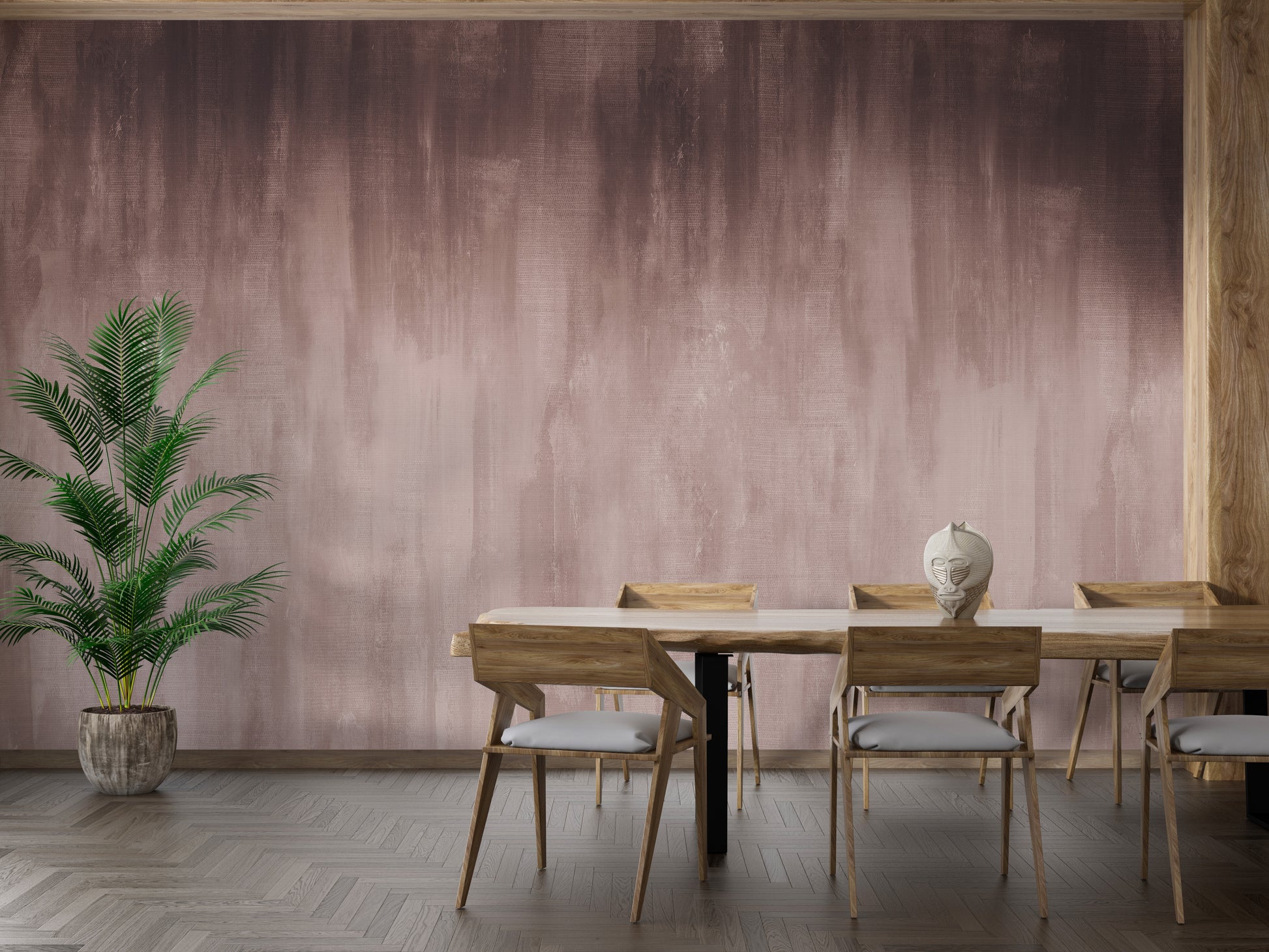 Create a cozy dining experience with a soothing brown ombre mural.
