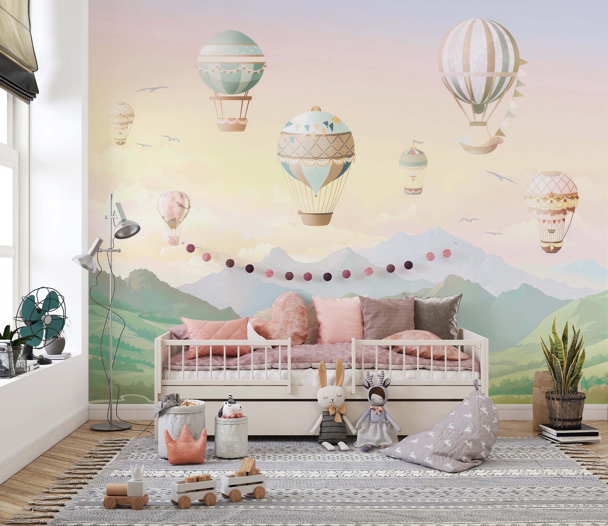 Hot air balloons wallpaper for play area charm