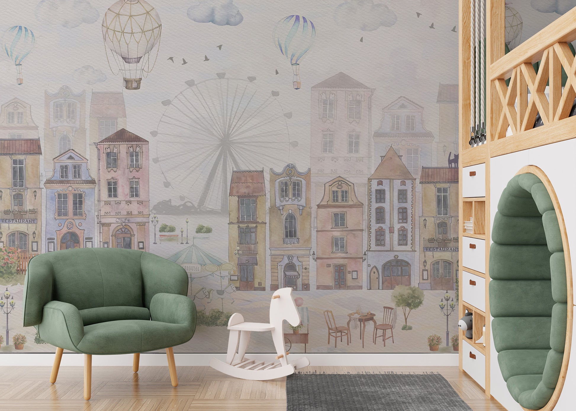 Watercolor Old City Kids Wallpaper - Giffywalls