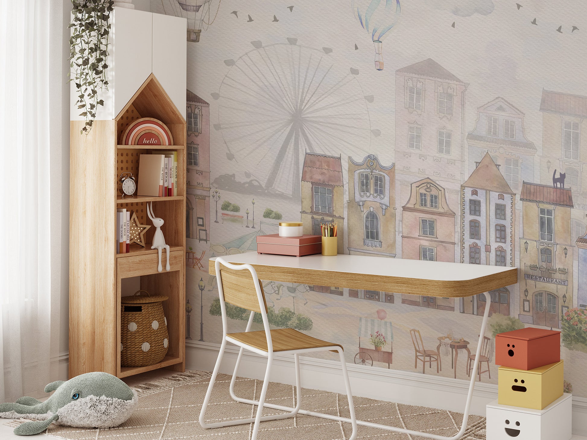 Watercolor Old City Kids Wallpaper - Giffywalls