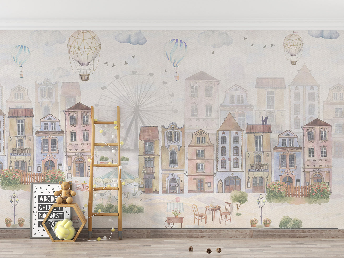 Watercolor Old City Wallpaper for kids