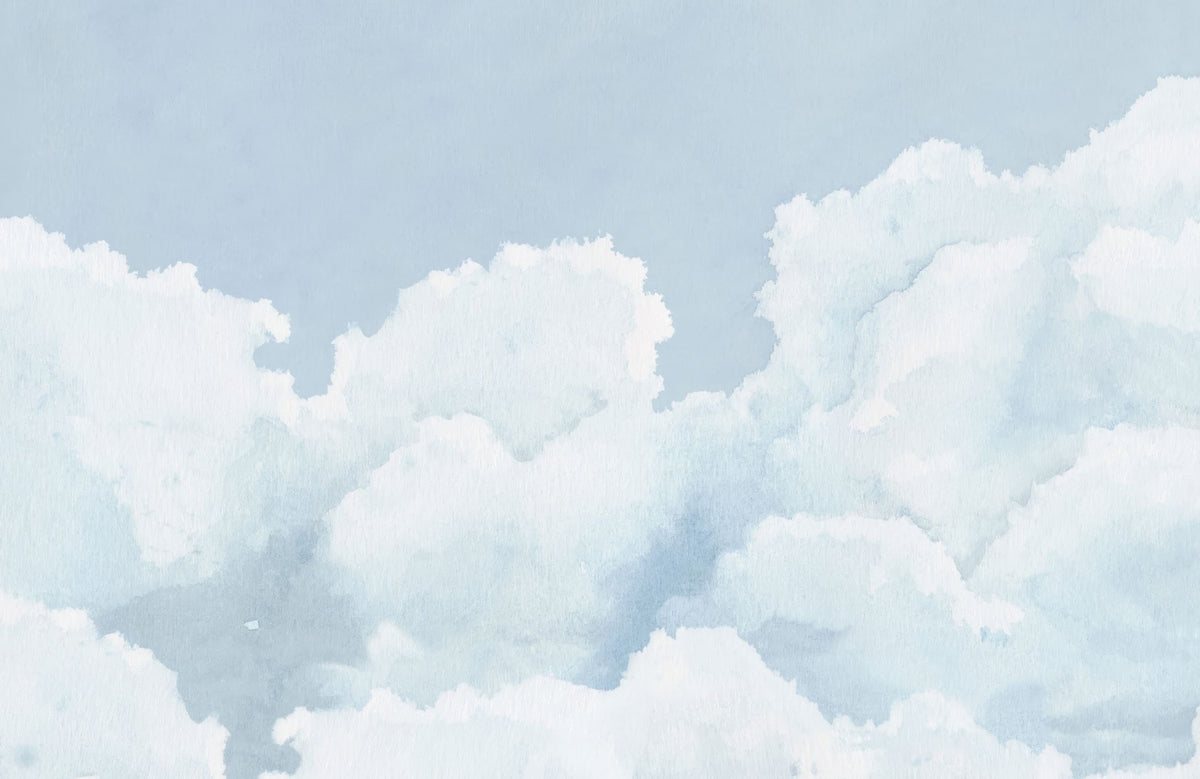 Mural de parede em aguarela com céu azul claro in your room — zoomed
