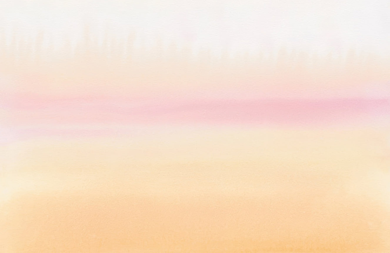 Peinture murale aquarelle effet coucher de soleil. Fresque murale ombrée au coucher du soleil.