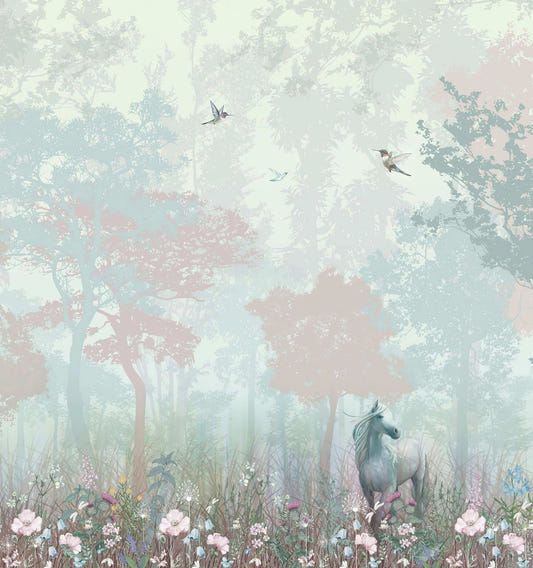 Papier peint mural pour enfants Forêt en fées