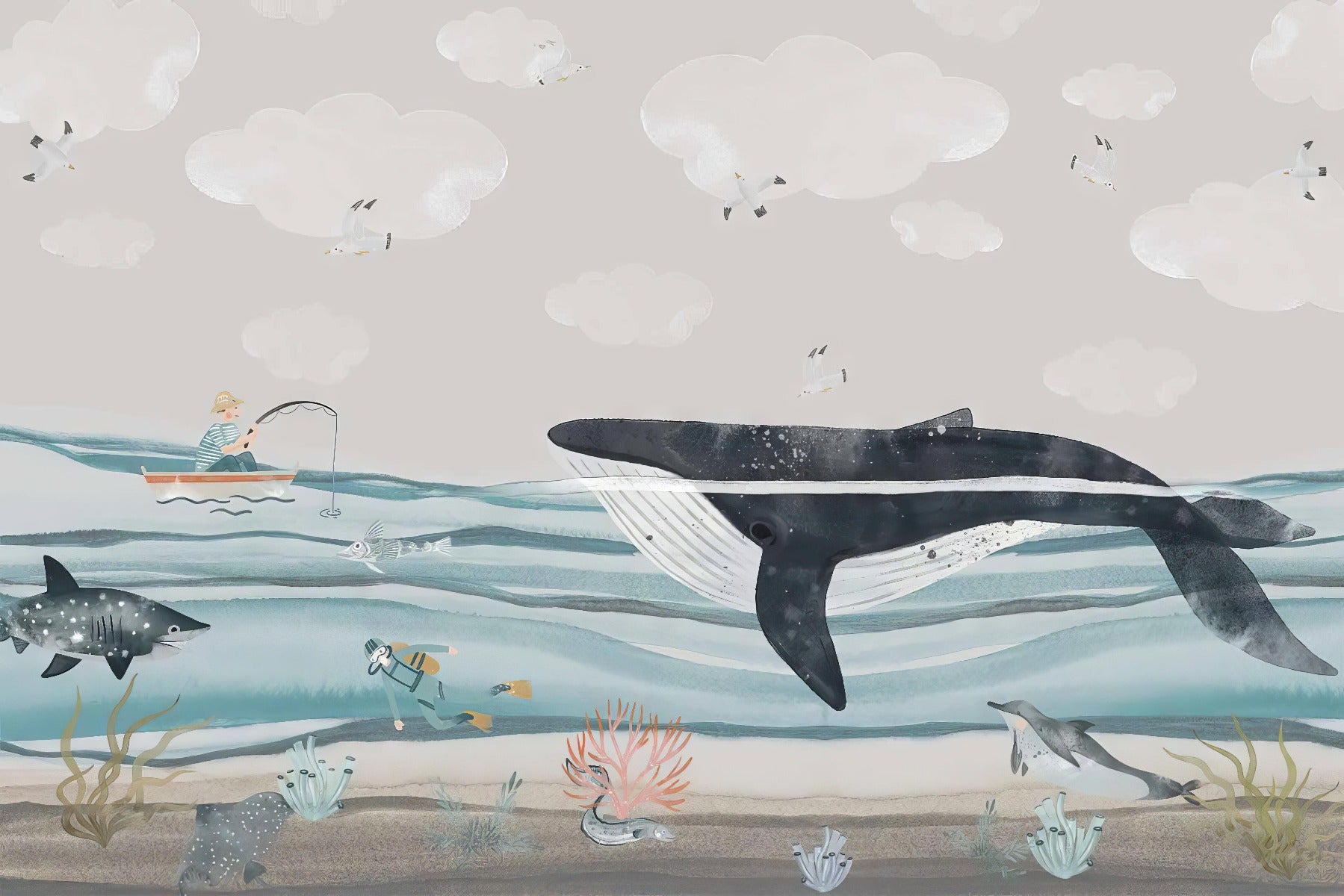 Murale del paraper di squalo balena in your room — zoomed