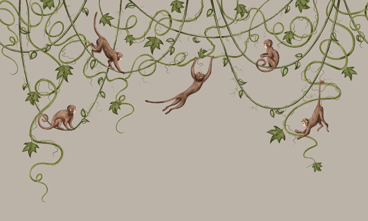 Freudige Monkey Nursery Wallpaper in your room — zoomed