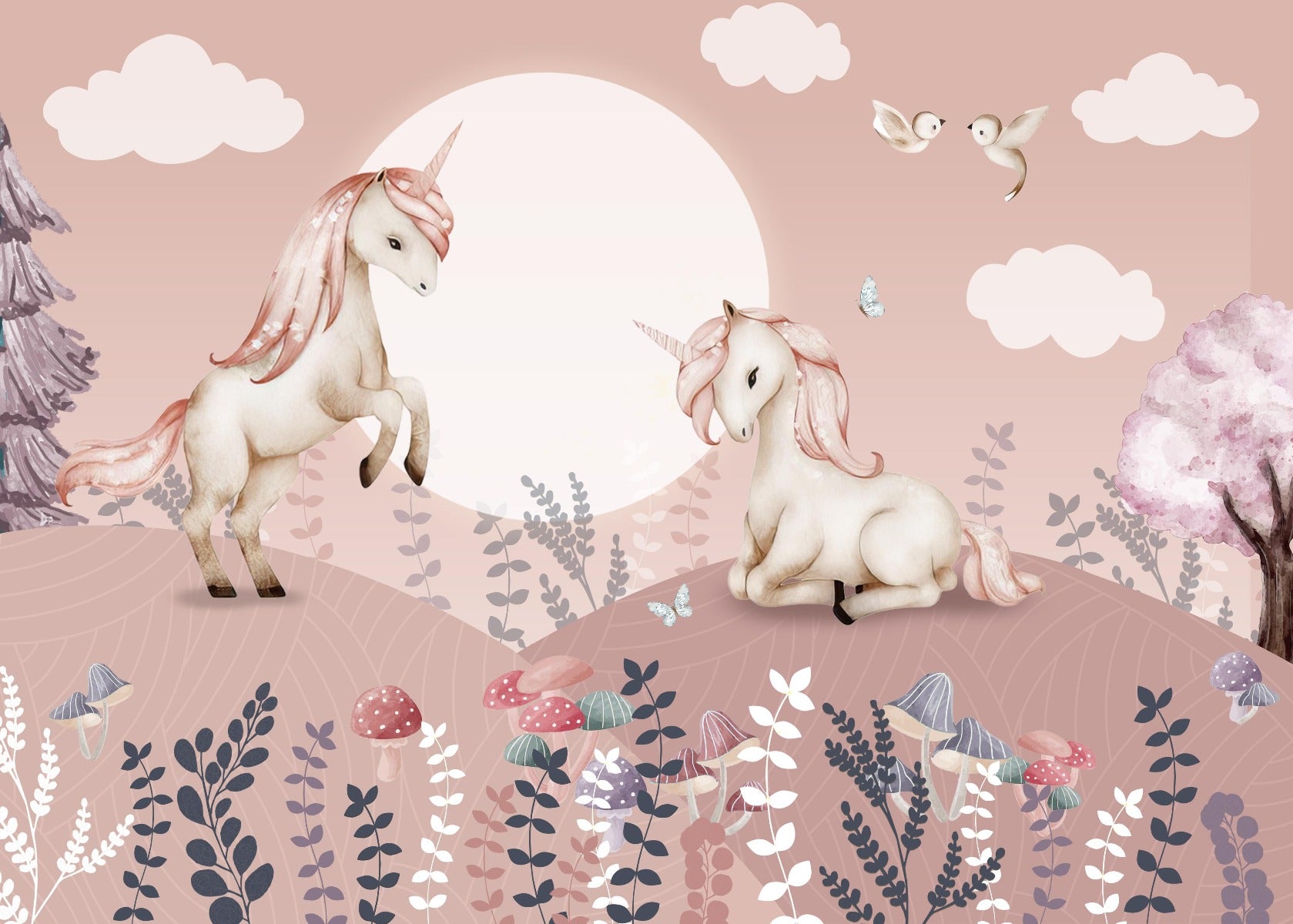 Murale della stanza delle ragazze pegasus rosa
