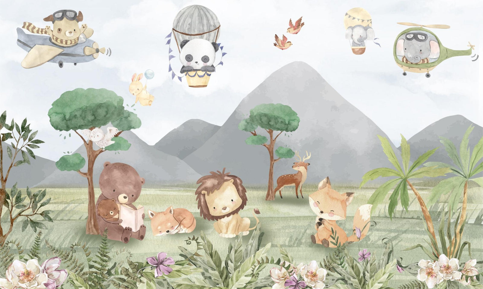 Animali giocosi Multurale del muro di foreste