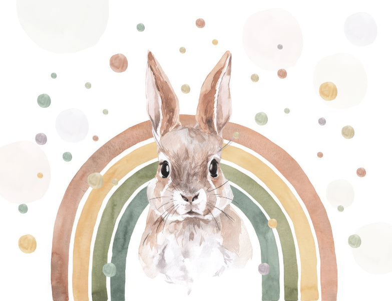 Rainbow Rabbit Nursery Wall Mural in your room