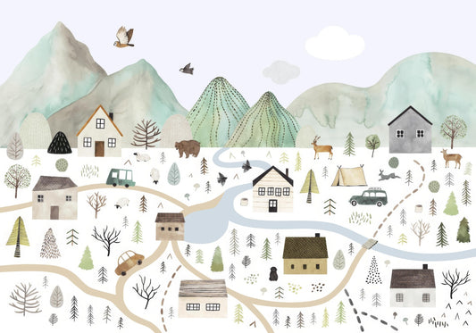 Murale murale a scorrimento del fiume