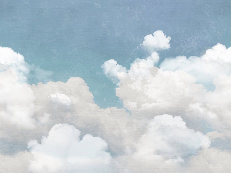 Sky Blue Cloud Dancer Wall Mural in your room — zoomed