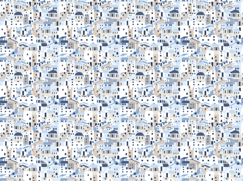 Santorini Repeat Pattern Wallpaper in your room