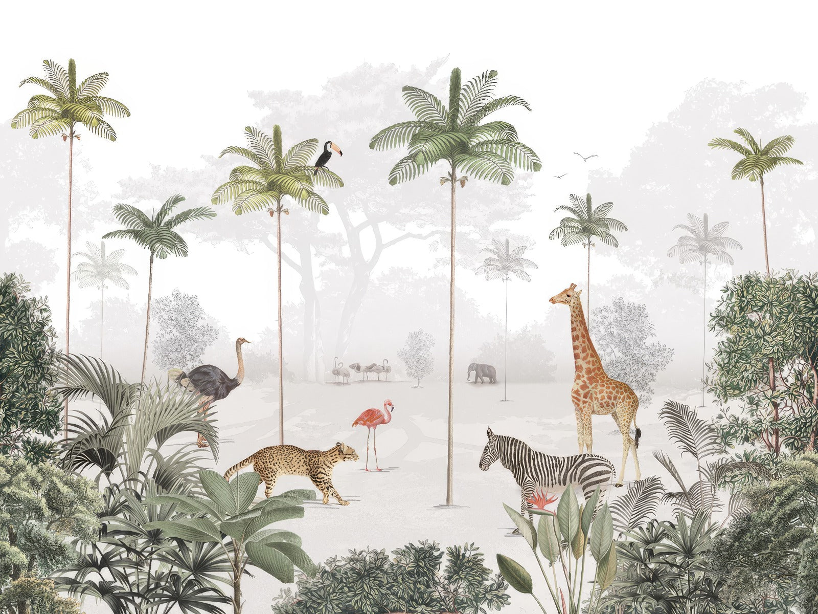 Fresque murale animale de la forêt tropicale in your room — zoomed
