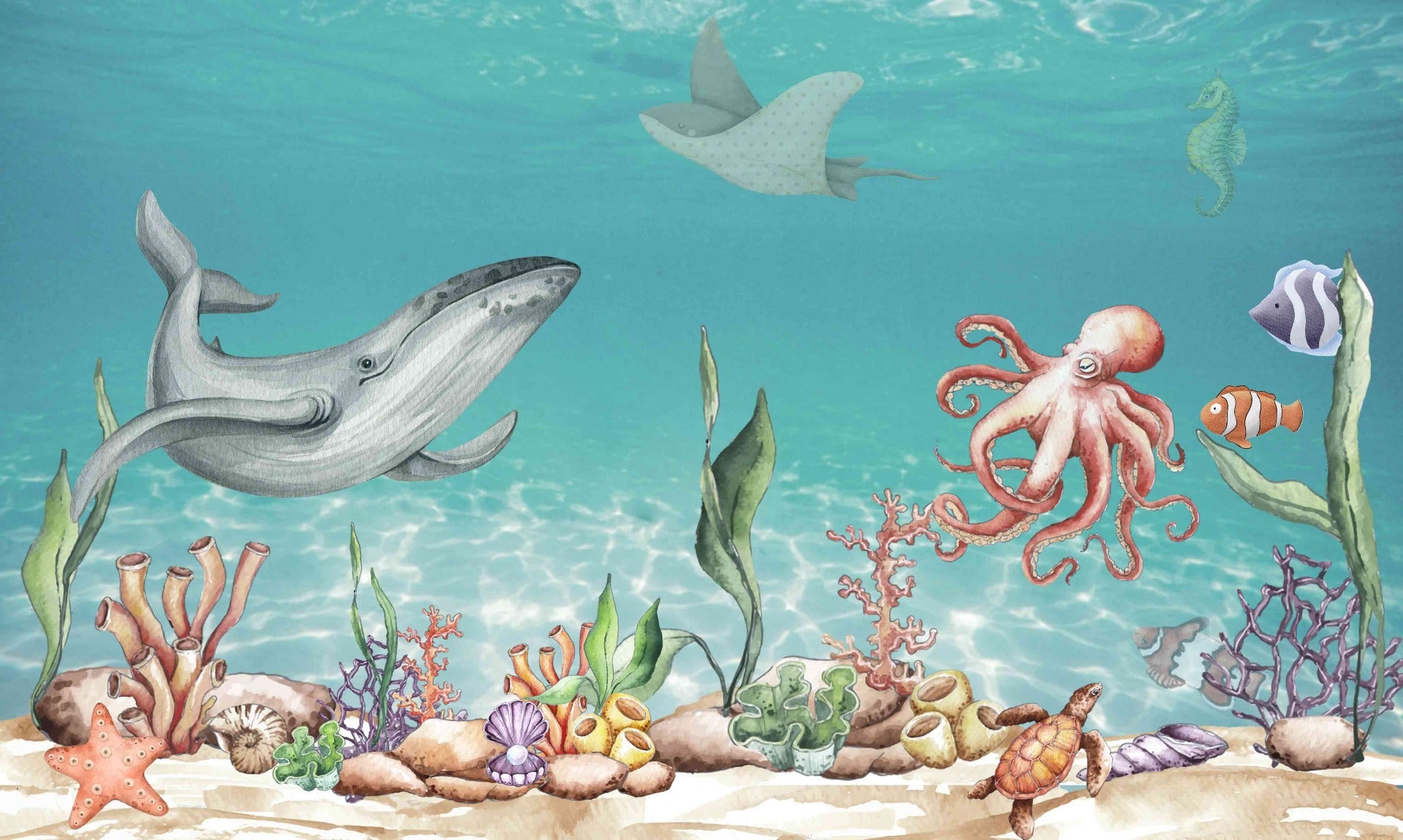 Murmure aquatique murale in your room — zoomed